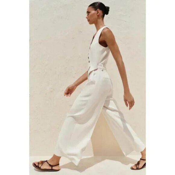 ZARA WIDE WAISTCOAT JUMPSUIT - Picture 1 of 10